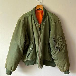Vintage Olive Bomber Jacket